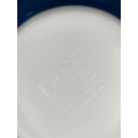 VTG 403 Pyrex MCM Mixing Bowl Colonial Mist Blue with White Flowers 3.5 Quart - Picture 10 of 11